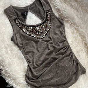 BCX Brown Beaded Tank Top Size Small